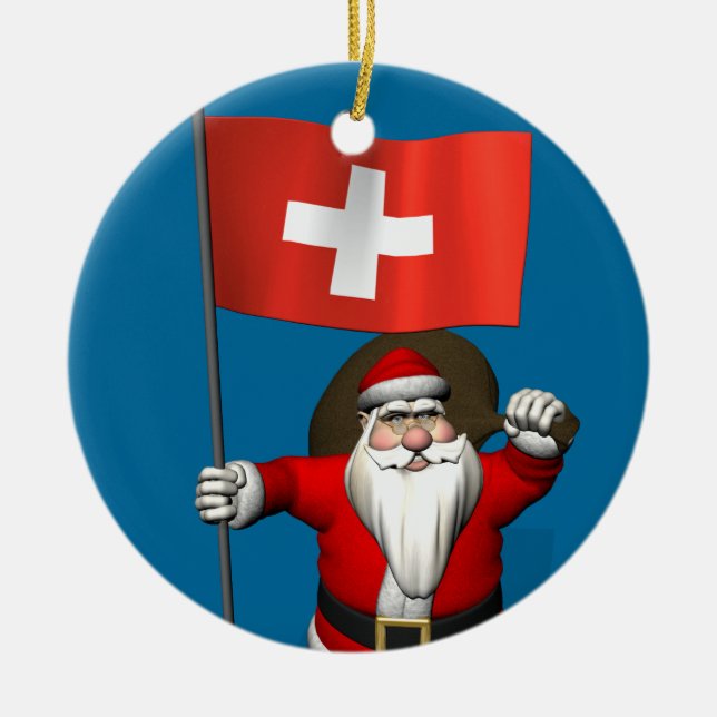 Jultomten med Schweiz samtycke Julgransprydnad Keramik (Framsidan)