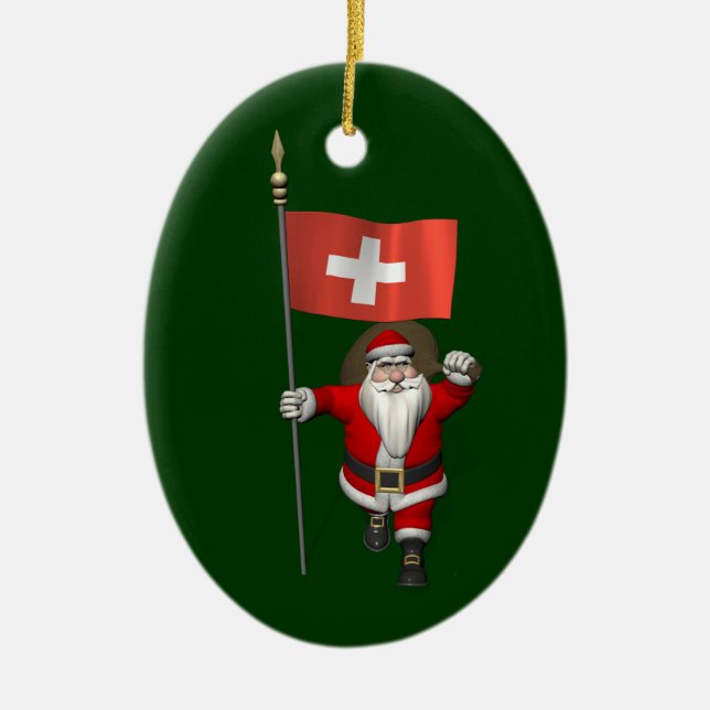 Jultomten med Schweiz samtycke Julgransprydnad Keramik (Framsidan)