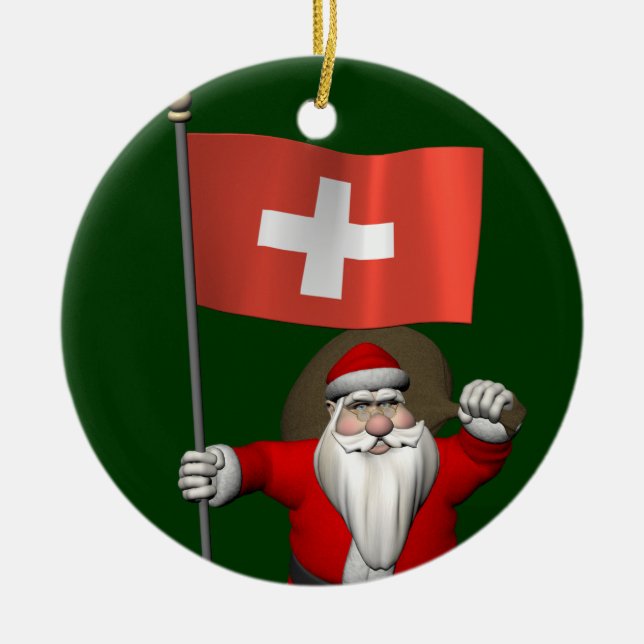Jultomten med Schweiz samtycke Julgransprydnad Keramik (Framsidan)