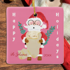Jultomten med sin lista Rosa jul Ornamet Julgransprydnad Keramik