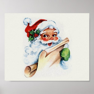 Jultomten med sin rulla på jullistan poster