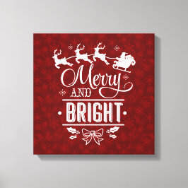 Jultomten med sligh Merry och Bright script Canvastryck
