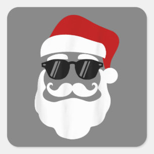 Jultomten med solglasögon - fin juldesign fyrkantigt klistermärke