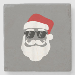Jultomten med solglasögon - fin juldesign stenunderlägg