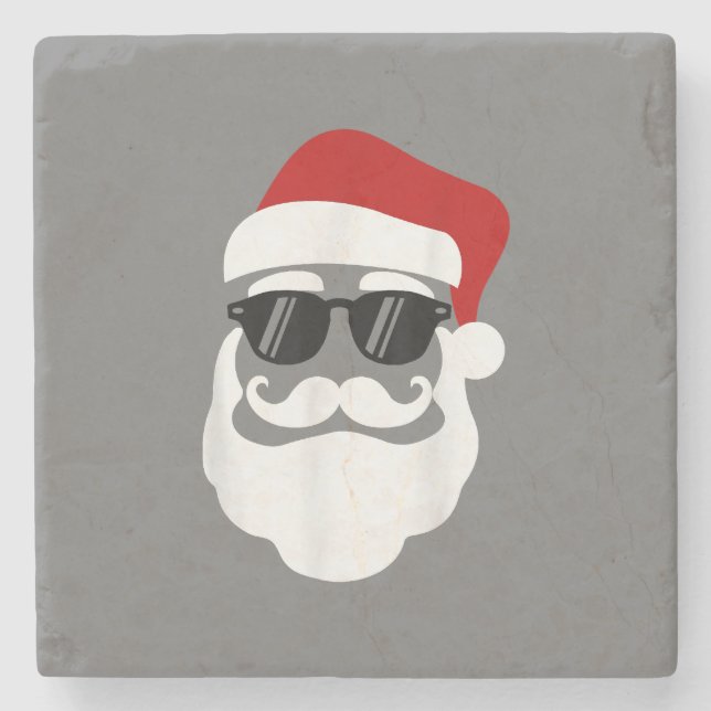 Jultomten med solglasögon - fin juldesign stenunderlägg (Framsidan)