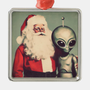 Jultomten med Space Alien Sci Fi-jul Julgransprydnad Metall