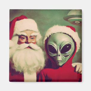 Jultomten med Space Alien UFO-jul Magnet