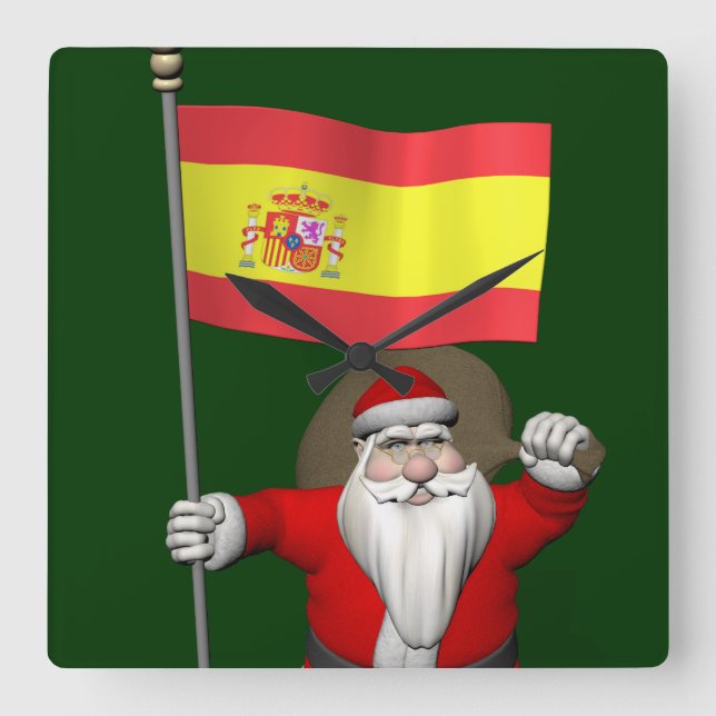 Jultomten med Spaniens inträde Fyrkantig Klocka (Framsida)