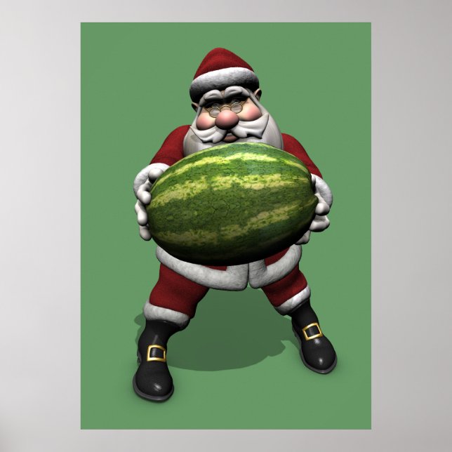 Jultomten med stor melon poster (Framsidan)