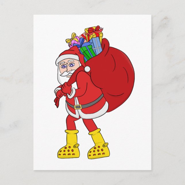 Jultomten med stora Gulter Vykort (Framsida)
