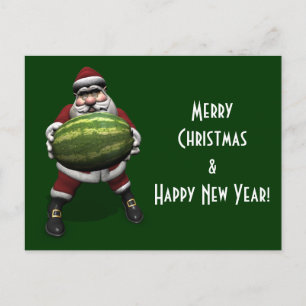 Jultomten med stort vattenmelon helg vykort