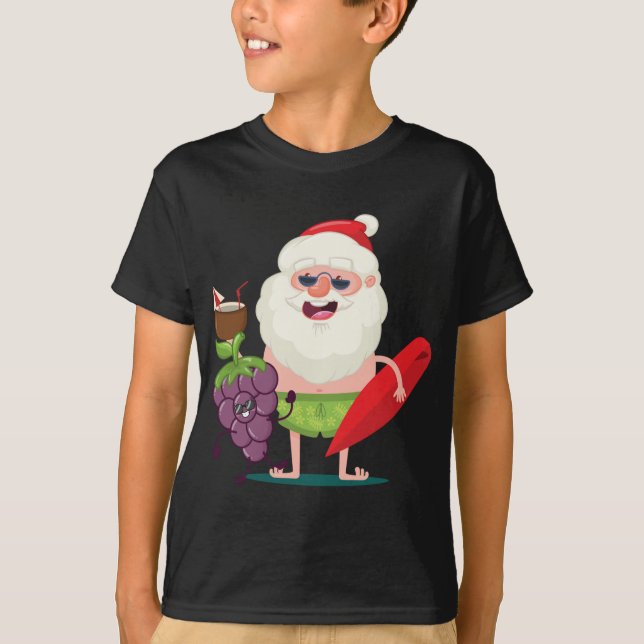 Jultomten med Surfa Board Apparat Gr T Shirt (Framsida)