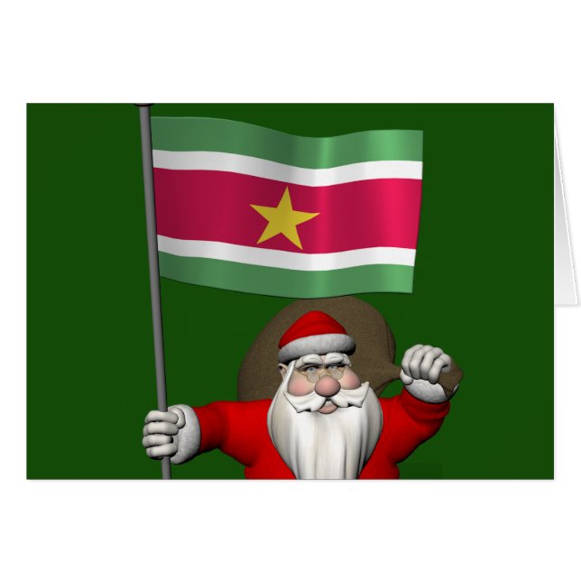 Jultomten med Surinam-tecken Hälsningskort (Framsidan Horizontal)