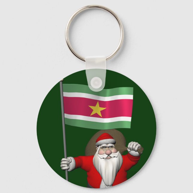 Jultomten med Surinam-tecken Nyckelring (Framsida)