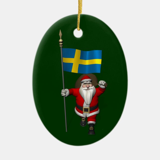 Jultomten med Sverige Julgransprydnad Keramik (Framsidan)