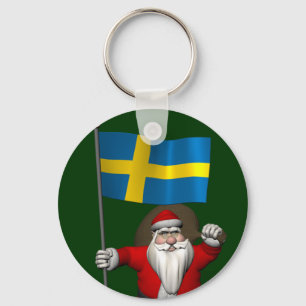 Jultomten med Sverige Nyckelring