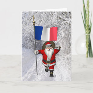 Jultomten med tecken på Frankrike Helgkort