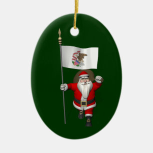Jultomten med tecken på illinois julgransprydnad keramik