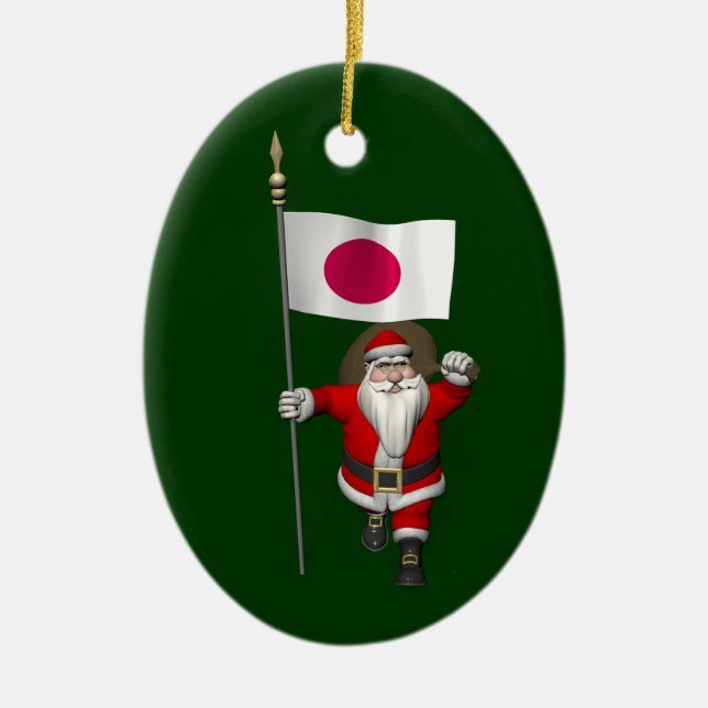 Jultomten med tecken på Japan Julgransprydnad Keramik (Framsidan)