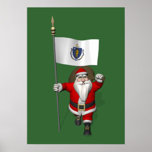 Jultomten med tecken på Massachusetts Poster