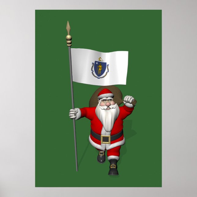 Jultomten med tecken på Massachusetts Poster (Framsidan)