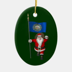 Jultomten med tecken på New Hampshire Julgransprydnad Keramik