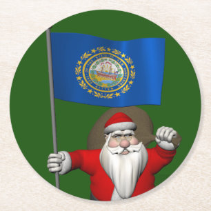 Jultomten med tecken på New Hampshire Underlägg Papper Rund