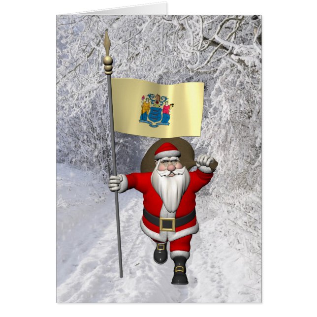 Jultomten med tecken på New jersey Hälsningskort (Framsidan)