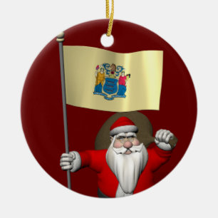 Jultomten med tecken på New jersey Julgransprydnad Keramik