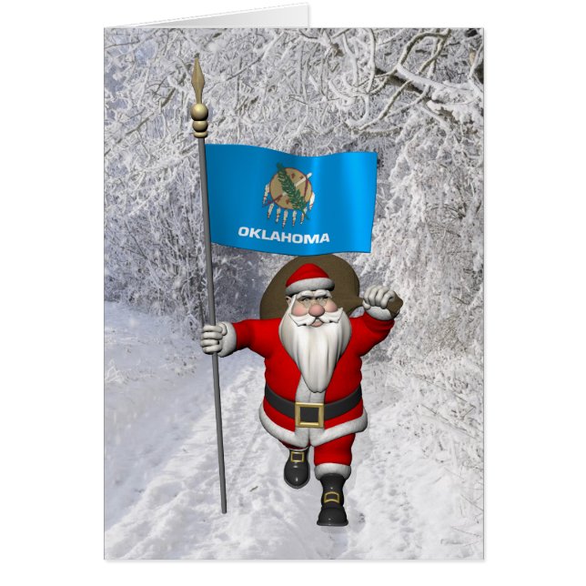 Jultomten med tecken på Oklahoma Hälsningskort (Framsidan)