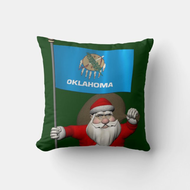 Jultomten med tecken på Oklahoma Kudde (Framsida)