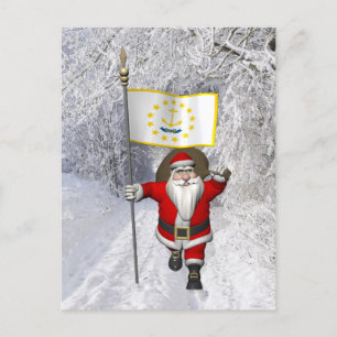 Jultomten med tecken på Rhode island Helg Vykort
