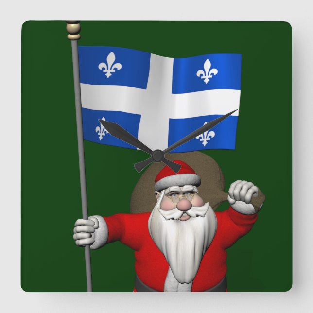 Jultomten med tillstånd för Québec CDN Fyrkantig Klocka (Framsida)