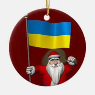 jultomten med Ukrainas inträde Julgransprydnad Keramik