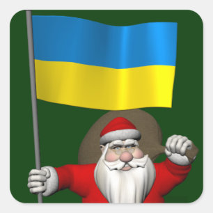 Jultomten med Ukrainas samtycke Fyrkantigt Klistermärke