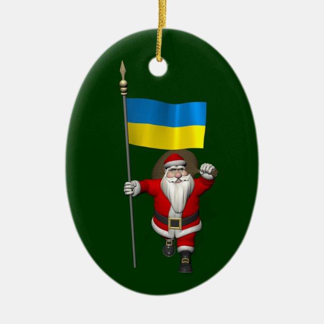 jultomten med Ukrainas samtycke Julgransprydnad Keramik (Framsidan)