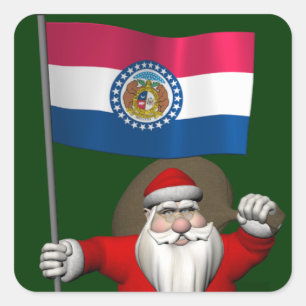 Jultomten med uppdrag av Missouri Fyrkantigt Klistermärke