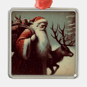 Jultomten med Vintage av renar Julgransprydnad Metall