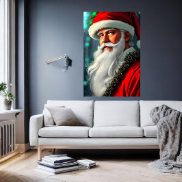 Jultomten med vitt skägg | AI Art Poster