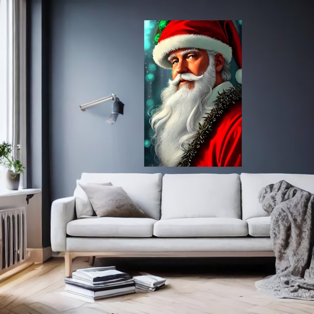 Jultomten med vitt skägg | AI Art Poster (Skapare uppladdad)