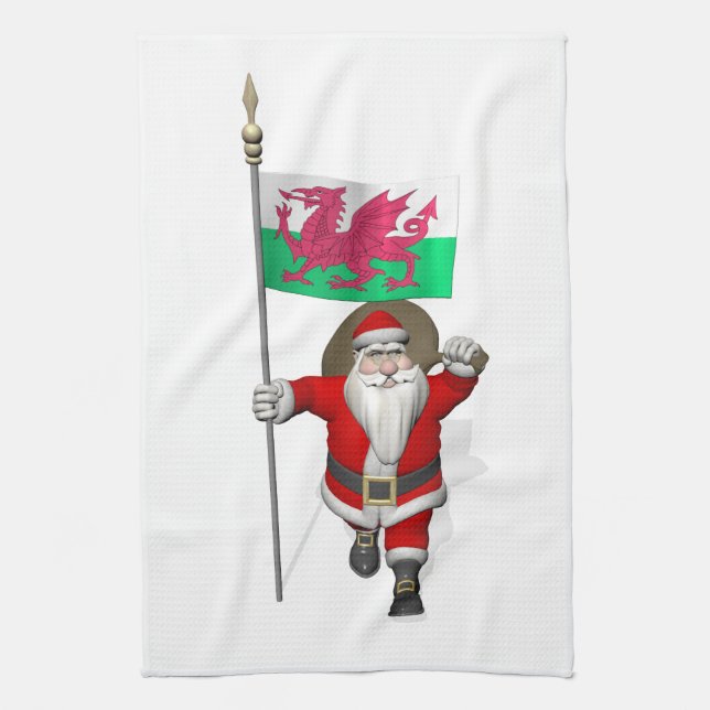 Jultomten med Wales avsikt Kökshandduk (Vertikal)