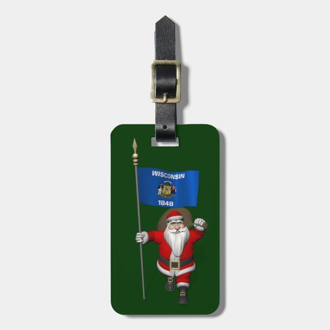 Jultomten med Wisconsin-tecken Bagagebricka (Vertikal Framsida)