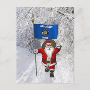 Jultomten med Wisconsin-tecken Helg Vykort