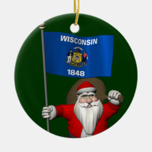 Jultomten med Wisconsin-tecken Julgransprydnad Keramik