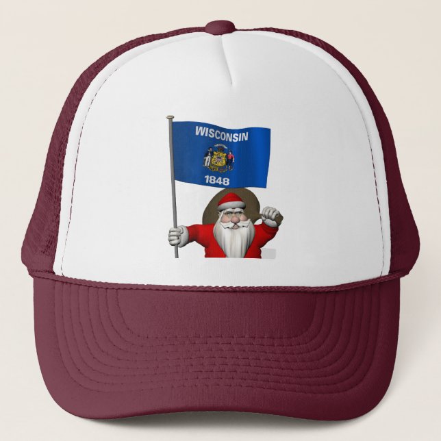 Jultomten med Wisconsin-tecken Truckerkeps (Framsida)