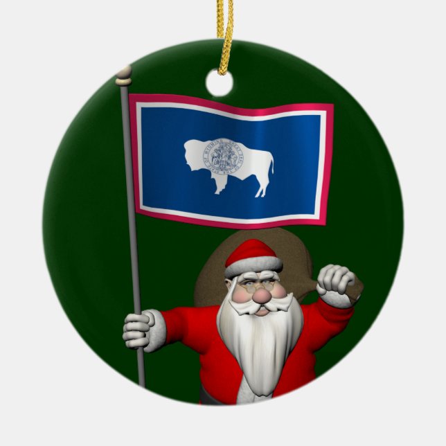 Jultomten med Wyoming som förevändning Julgransprydnad Keramik (Framsidan)