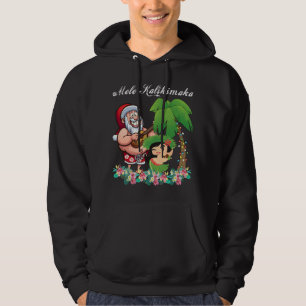 Jultomten Mele Kalikimaka Hawaii Handflatan Träd P Hoodie