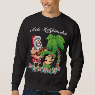 Jultomten Mele Kalikimaka Hawaii Handflatan Träd P Lång Ärmad Tröja