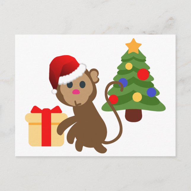 jultomten monkey emoji helg vykort (Framsida)