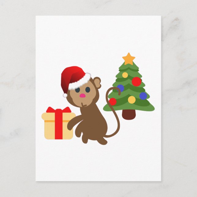 jultomten monkey emoji helg vykort (Framsida)